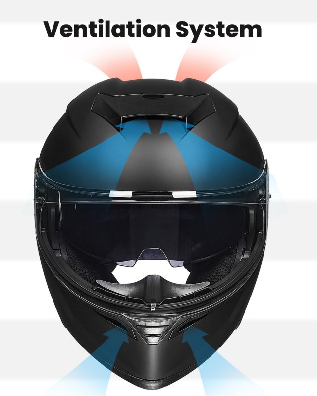 Ilm Motorcycle Helmets Modular Full Face Moped Helmet Flip Up Dual Visor For Adult Dot Approved Matte Black Xx-large