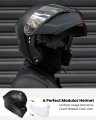 Ilm Motorcycle Helmets Modular Full Face Moped Helmet Flip Up Dual Visor For Adult Dot Approved Matte Black Xx-large