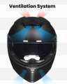 Ilm Motorcycle Helmets Modular Full Face Moped Helmet Flip Up Dual Visor For Adult Dot Approved Matte Black Xx-large