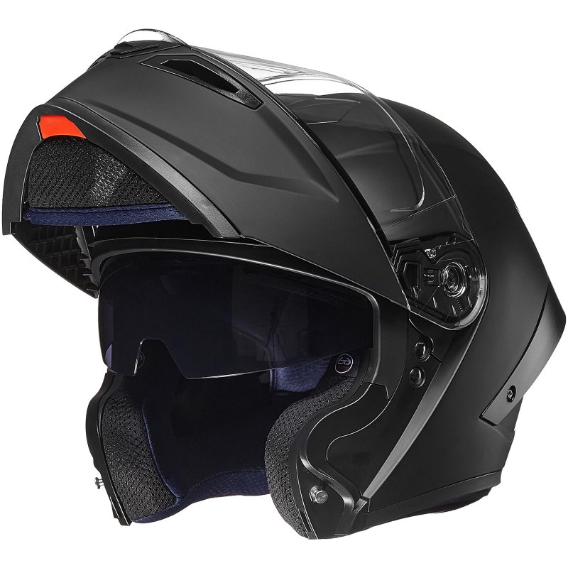 Ilm Motorcycle Helmets Modular Full Face Moped Helmet Flip Up Dual Visor For Adult Dot Approved Matte Black Xx-large