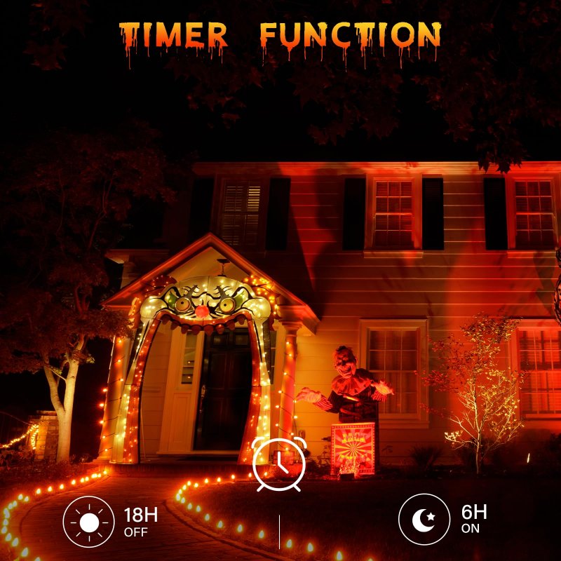 Orange Fairy Lights Outdoor Waterproof 10ft 30 Led Halloween String Battery Operated With Timer Clear Wire For Indoor And