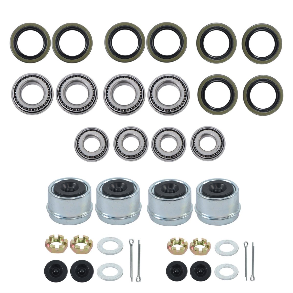 Set Of 4 25520 125a Trailer Hub Wheel Bearing Kit Suitable For 1 25 To 1 75 5200-7000 Lbs Axle 12 Pcs Set