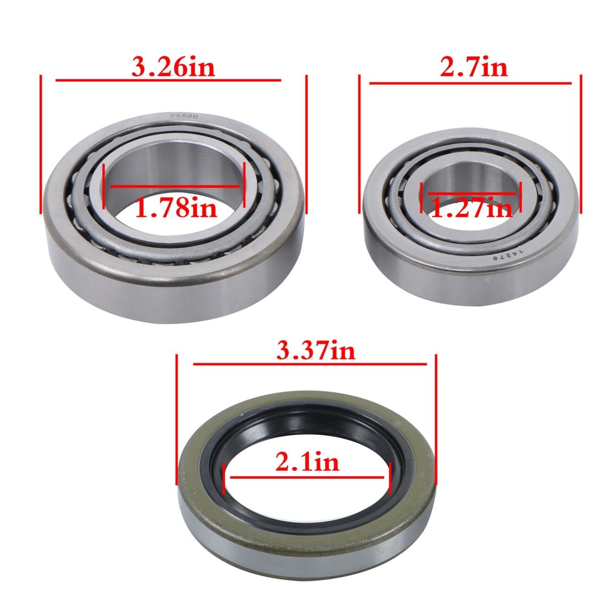 Set Of 4 25520 125a Trailer Hub Wheel Bearing Kit Suitable For 1 25 To 1 75 5200-7000 Lbs Axle 12 Pcs Set
