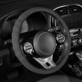 Motor Trend Soft Touch Leather Gray Steering Wheel Cover With Grooves Advanced Traction Universal Fit For Standard Sizes 14 5