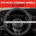 Motor Trend Soft Touch Leather Gray Steering Wheel Cover With Grooves Advanced Traction Universal Fit For Standard Sizes 14 5