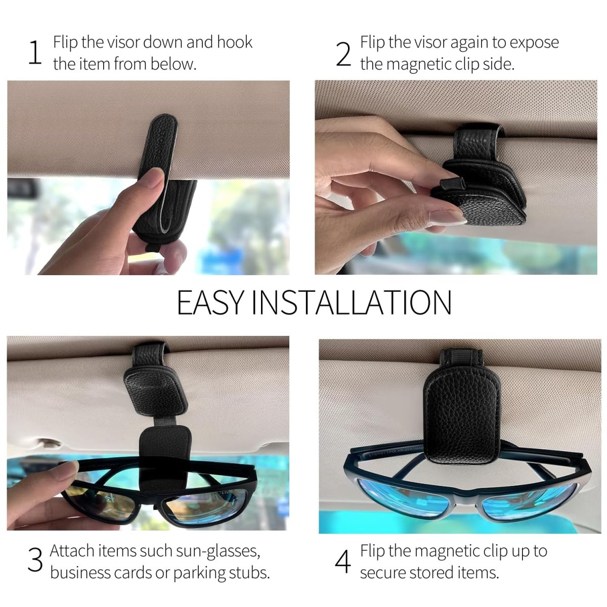 Dodge Challenger Magnetic Sunglass Holder Black Faux Leather Car Sun Visor Mount Clip Official Licensed 2 5 In X 1 8 Model Bkt