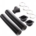 X Autohaux 1 Set 75mm Car Heater Duct Kit With Outlet Connector Air Vent Hose Clips Black Suit Y Tube