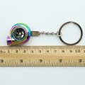 Waterwood Creative Auto Parts Models Spinning Turbo Turbocharger Keychain Key Chain Ring-rainbow With Cleaning Cloth