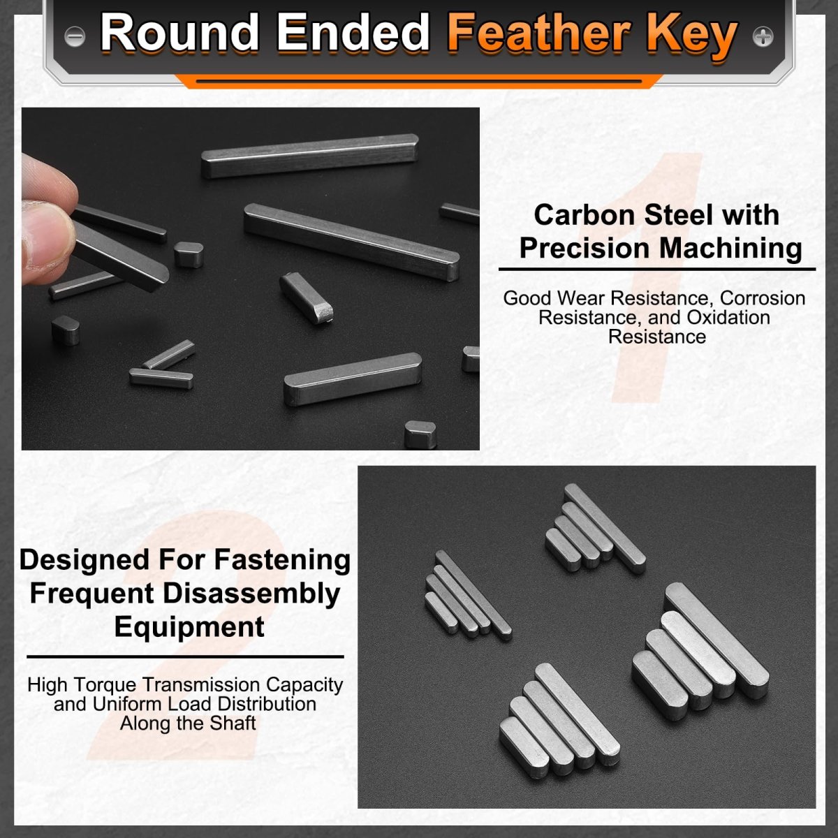 5pcs Round Ended Feather Key 4 X 10mm Carbon Steel Parallel Drive Shaft Stock Machine Keyway For Type Fastening Connection