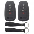 Kcpros 2pcs Black Rubber Silicone 4 Buttons Remote Smart Key Fob Cover Case Protector Keyless With Keychain For Ford Edge 