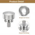 Uxcell M4x10mm Knurled Thumb Screws 4pcs Brass Bolts With Shoulder Grip Knobs Fasteners Silver Tone