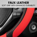 Motor Trend Griptech Sport Red Steering Wheel Cover Enhanced Traction And Comfort For Car Truck Van Suv 15 Inch Two-tone Design