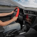 Motor Trend Griptech Sport Red Steering Wheel Cover Enhanced Traction And Comfort For Car Truck Van Suv 15 Inch Two-tone Design