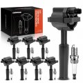 A-premium Set Of 8 Ignition Coil Pack And Iridium Spark Plugs Compatible With Jaguar Xj8 1999-2003 Xk8 1999-2002 Vanden