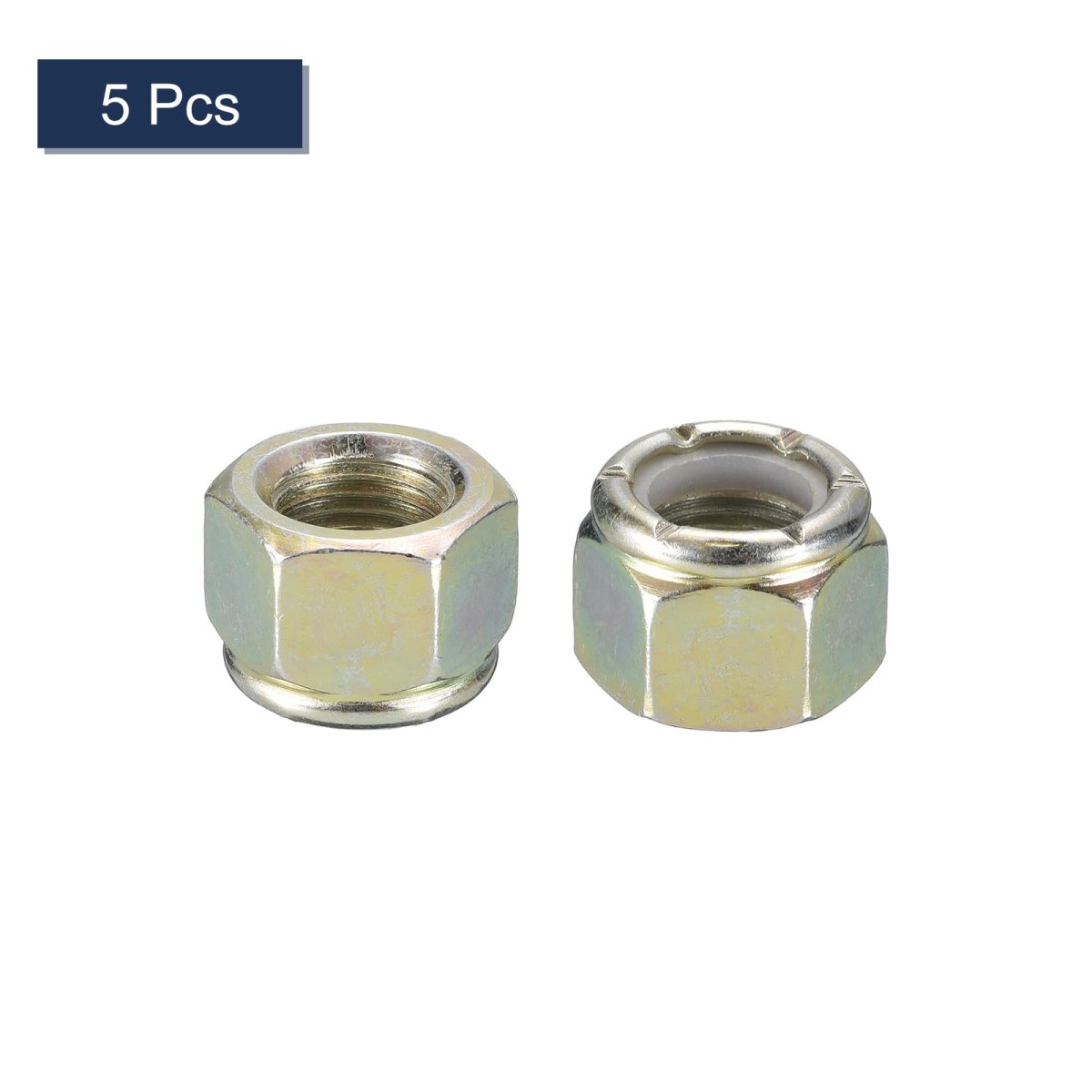5pcs 1 2 -20 Nylon Insert Hex Lock Nuts Carbon Steel Self-locking Stop Nut For Industrial Construction Fasteners Color Zinc