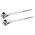 19 X 24mm 12 Point Scaffold Podger Ratchet Spanner Ratcheting Socket Wrench Tool Chrome Vanadium Steel Silver Tone 2 Pieces 