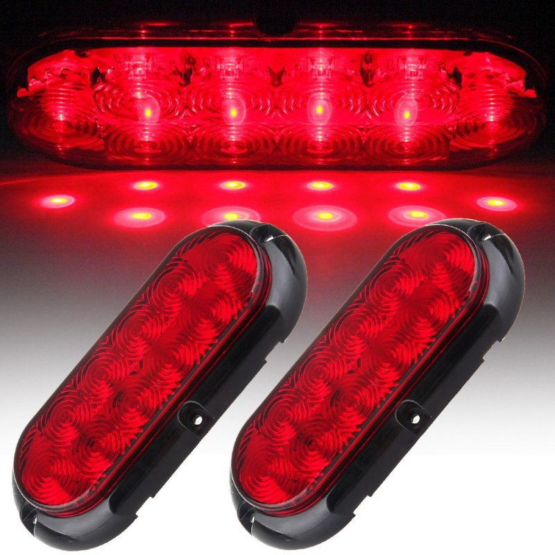 6 2pcs 10led Red Trailer Lights Assembly Surface Mount Led Brake Stop Turn Tail Light For Rv Trucks Bus