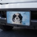 Graphics More Shih Tzu Dog Black White On Blue Novelty Metal Vanity Tag License Plate