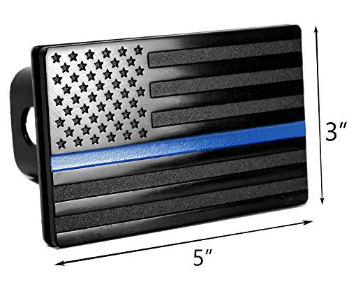Usa Flag Metal Trailer Hitch Cover With Anti Rattle Pin Bolt Fits 2 In Receivers Black Thin Blue Line Patriotic Design