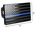 Usa Flag Metal Trailer Hitch Cover With Anti Rattle Pin Bolt Fits 2 In Receivers Black Thin Blue Line Patriotic Design