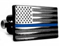 Usa Flag Metal Trailer Hitch Cover With Anti Rattle Pin Bolt Fits 2 In Receivers Black Thin Blue Line Patriotic Design