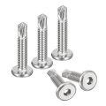 200pcs Hex Socket Self Tapping Screws 1 4 X 1-1 410 Stainless Steel Flat Head Sheet Metal Drilling Silver 