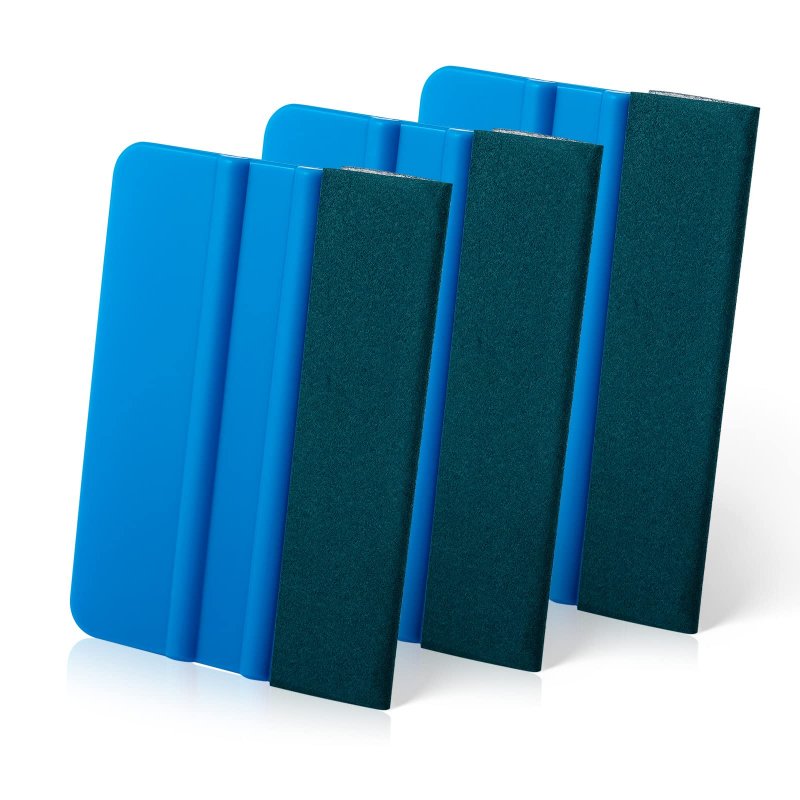 Foshio Vinyl Wrap Scraper 4 With Microfiber Suede Felt Edge For Window Coloring Logo Making And Sticker Application Tool 3 Pack