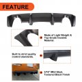 Ecotric Rear Bumper Diffuser Compatible With 2003-2008 Nissan 350z Fairlady Spoiler Lip Chin Shark Fin Black