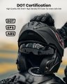 Modular Motorcycle Helmet 906 Matte Black Large Dot Approved Flip Up With Double Visors And Communication System Speaker
