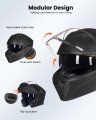 Modular Motorcycle Helmet 906 Matte Black Large Dot Approved Flip Up With Double Visors And Communication System Speaker