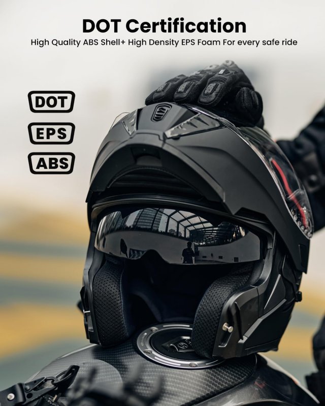 Modular Motorcycle Helmet 906 Matte Black Large Dot Approved Flip Up With Double Visors And Communication System Speaker