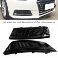 Car Front Bumper Grille 2pcs For S4 Style Glossy Black Fog Light Grilles A4 B9 2017-2018