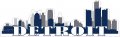 Stickertalk Blue Detroit Skyline Vinyl Sticker 10 Inches By 3