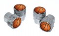 Elektroplate Sports Valve Stem Caps Basketball Chrome Knurling 