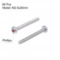 Uxcell M2 5x20mm Machine Screws Pan Phillips Cross Head Screw 304 Stainless Steel Fasteners Bolts 60pcs