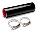 Auto Dynasty 2 25 Inches 8 Long Straight 4-ply Turbo Intake Intercooler Piping Silicone Coupler Hose T-clamp Black Red 