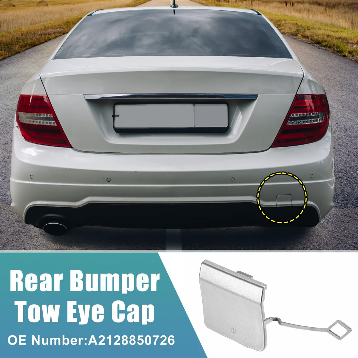 Rear Bumper Tow Hook Cover For Mercedes Benz E-class W212 2014-2016 Eye Cap No A2128850726 Silver Tone