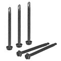 25pcs 10 X 2-1 2 Self Drilling Screws 410 Stainless Steel Tapping For Metal Black Oxidation Finish Hex Washer Head Sheet 