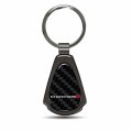 Dodge Logo Real Black Carbon Fiber Gunmetal Metal Teardrop Key Chain Modern Style 2 125 In X 1 25