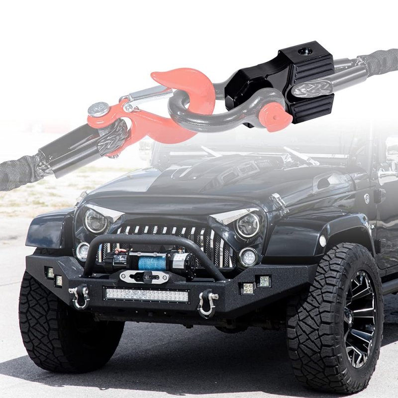 Anzios Black Flat Winch Shackle Mount With Pin Set Fit Steel Cable Synthetic Ropes Roller Fairlead Towing Truck Trailer Hook