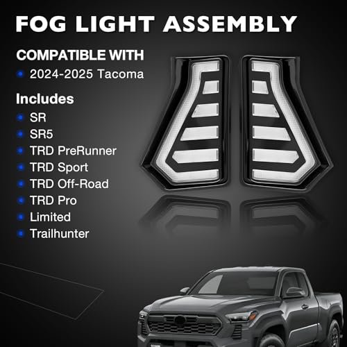 Led Fog Lights For 2024 2025 Toyota Tacoma Sr Sr5 Trd Sport Off Road Limited Front Bumper Assembly With White Drl And Amber