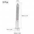 Uxcell Hex Lag Screws M10 X 80mm 304 Stainless Steel Half Thread Self-tapping Bolts For Wood Screw 5pcs