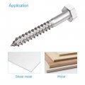 Uxcell Hex Lag Screws M10 X 80mm 304 Stainless Steel Half Thread Self-tapping Bolts For Wood Screw 5pcs