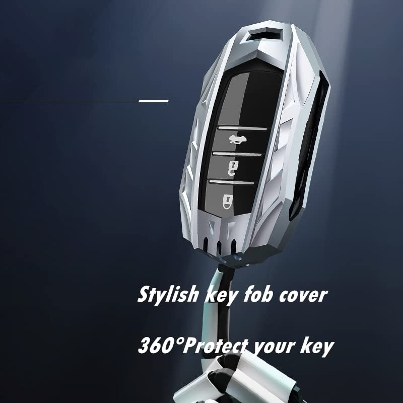 Degemeen Zinc Alloy Key Fob Coverchain Key Case Compatible For Toyota Highlander Rav4 Camry Avalon Corolla C-hr Gt86 Prius