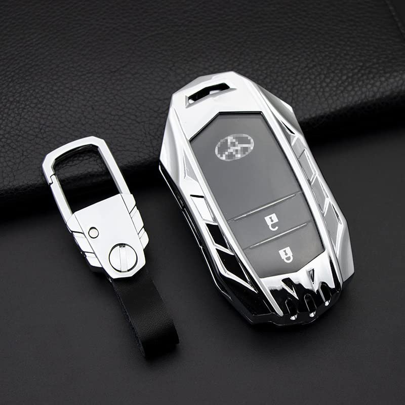 Degemeen Zinc Alloy Key Fob Coverchain Key Case Compatible For Toyota Highlander Rav4 Camry Avalon Corolla C-hr Gt86 Prius
