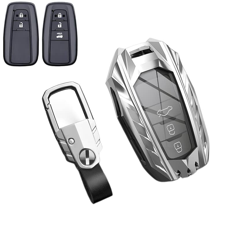 Degemeen Zinc Alloy Key Fob Coverchain Key Case Compatible For Toyota Highlander Rav4 Camry Avalon Corolla C-hr Gt86 Prius