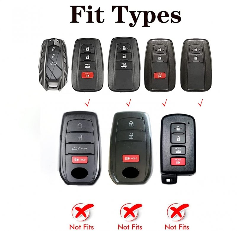 Degemeen Zinc Alloy Key Fob Coverchain Key Case Compatible For Toyota Highlander Rav4 Camry Avalon Corolla C-hr Gt86 Prius