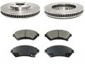 Front Semi-metallic Brake Pad And Rotor Kit Compatible With 1997-2005 Cadillac Deville 