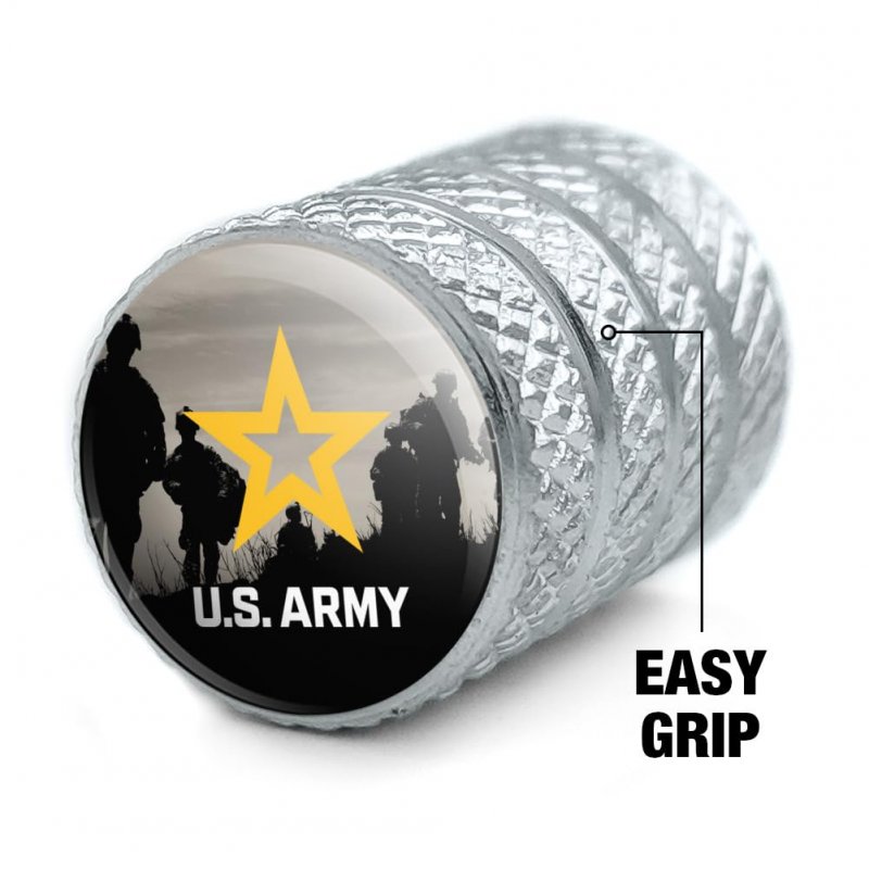 U S Army Logo With Soldier Silhouettes Tire Rim Wheel Aluminum Valve Stem Caps 4 Piece Set For Passenger Cars Trucks And Vans 0