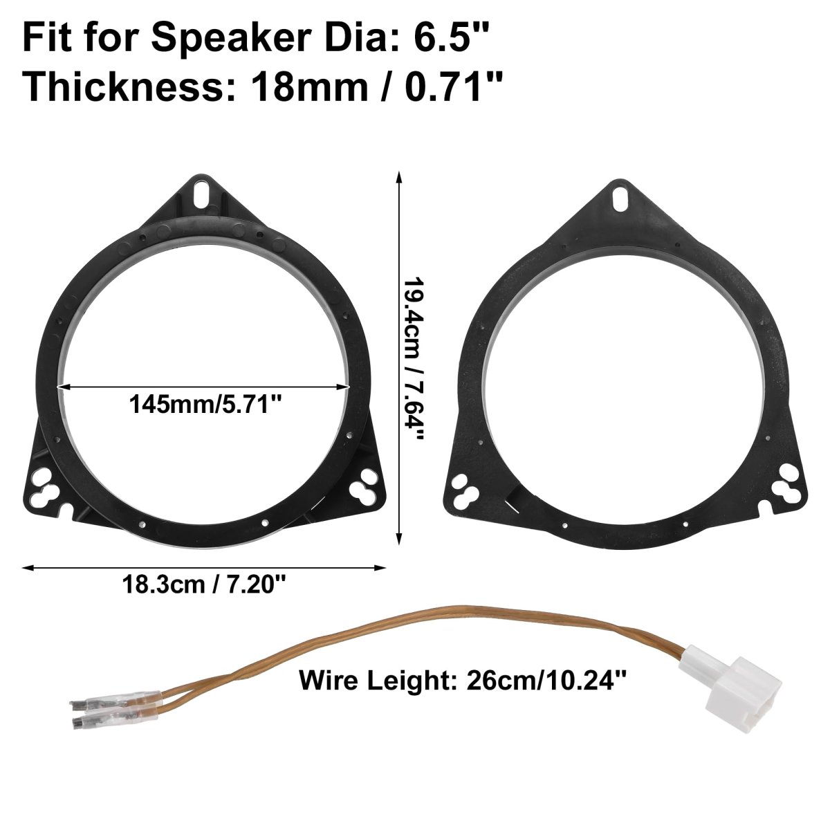 2 Set 6 5 In Car Speaker Adapter Spacer Rings With Wire Combination For Toyota Avalon R 2005 2011 Corolla Highlander Rav4